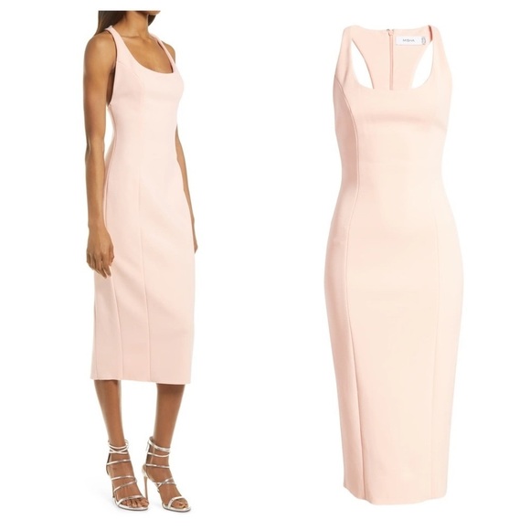 MISHA Pale Pink Sleeveless Sheath Midi Dress, size 14 - Picture 5 of 12